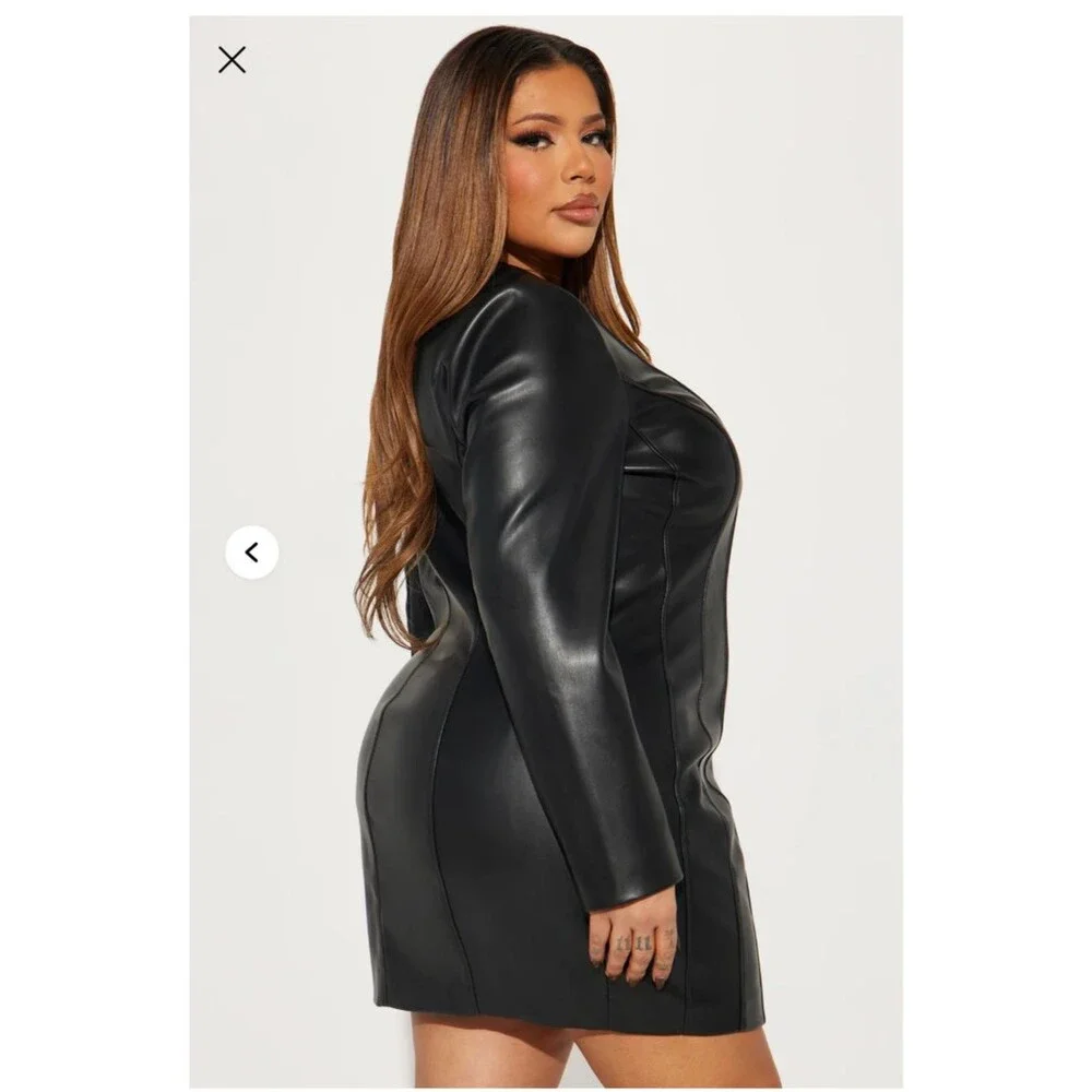 Fashion Nova Harley Faux Leather Mini Dress Size M NWT - Picture 7 of 10